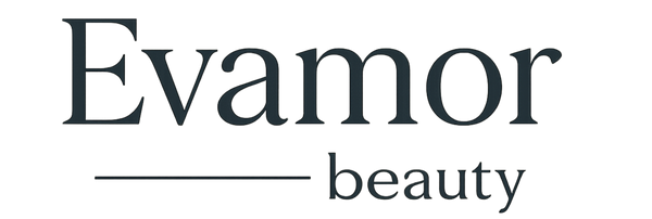 erstelle ein logo wo Evamor steht, darunter ein schwarzer strich zur hälfte der schrift und rechts daneben beauty 
mache den hintergund transparent 